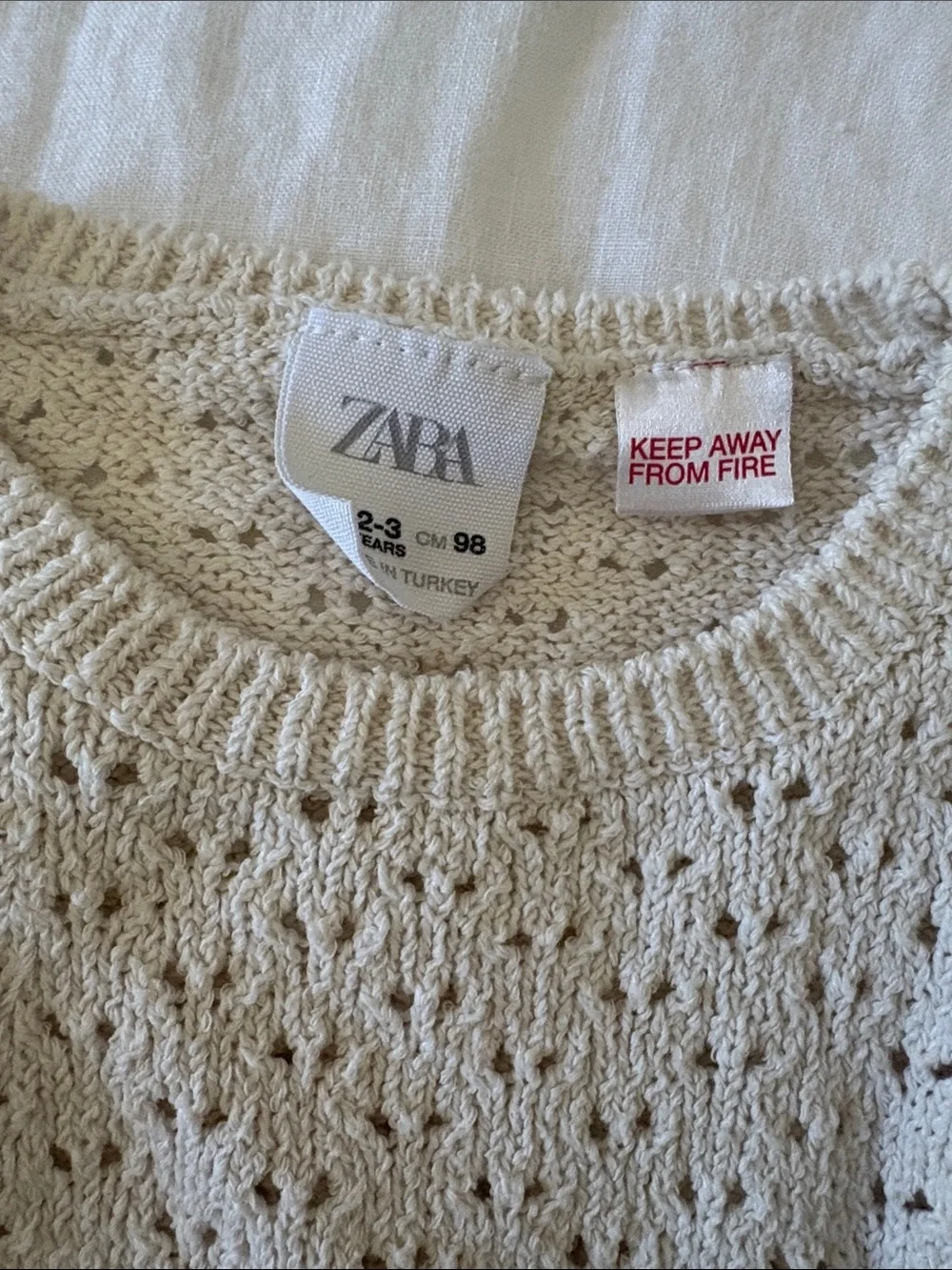 Zara Toddler Girl Cream Eyelet Ruffle Knit Sweater